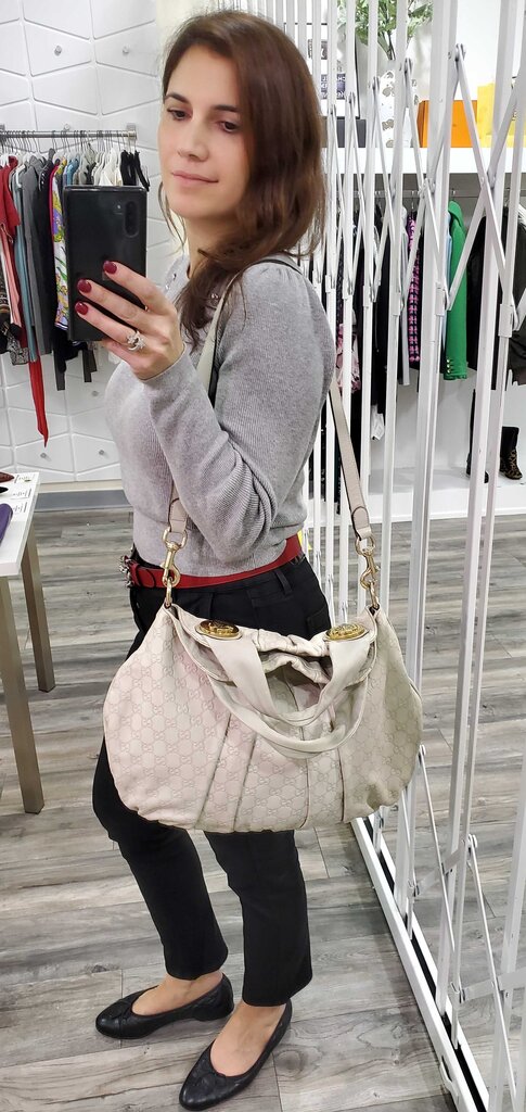 GUCCI VINTAGE HYSTERIA LEATHER BAG-WHT