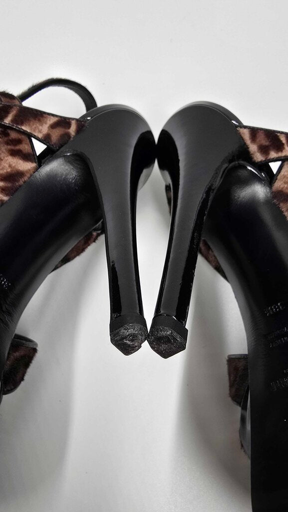 YSL Tribute Pony Hair Platform Sandals