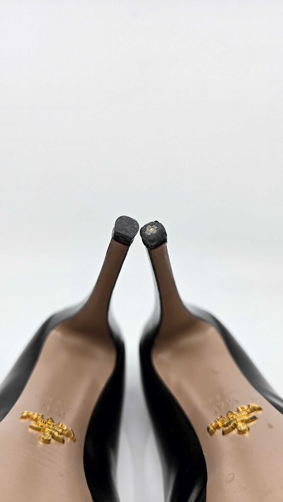 Prada Saffiano Leather Peep-Toe Platform Pumps