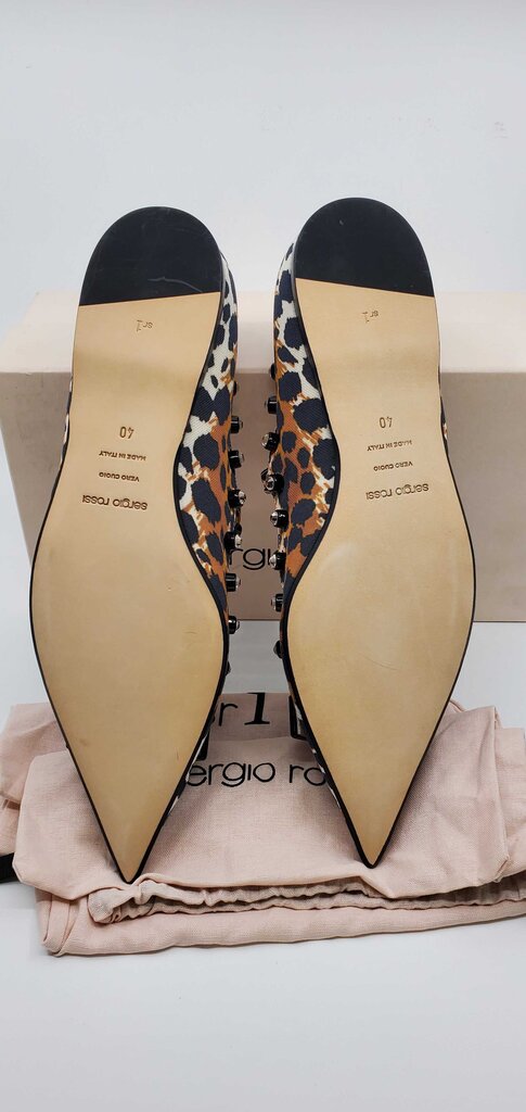 Sergio Rossi sr1 leopard print embellished flats