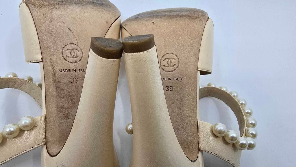 Chanel Pearl Accent Slingback Heels
