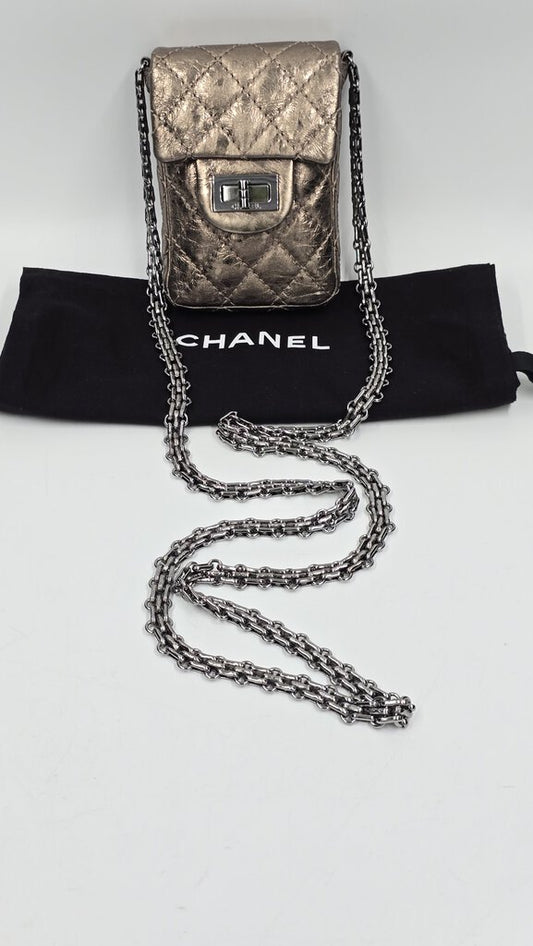 CHANEL REISSUE PHONE HOLDER BAG-METTALIC