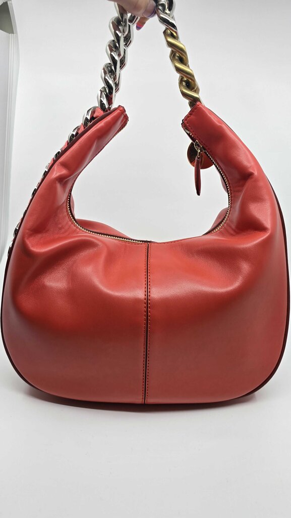 STELLA MCCARTNEY FRAYME FAUX LEATHER SHOULDER BAG RED