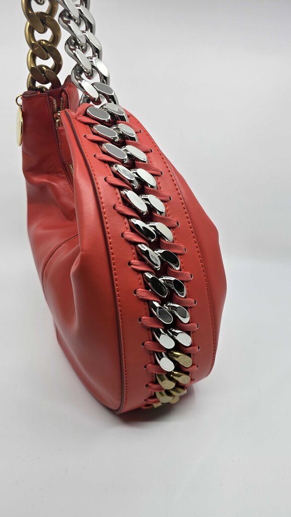 STELLA MCCARTNEY FRAYME FAUX LEATHER SHOULDER BAG RED