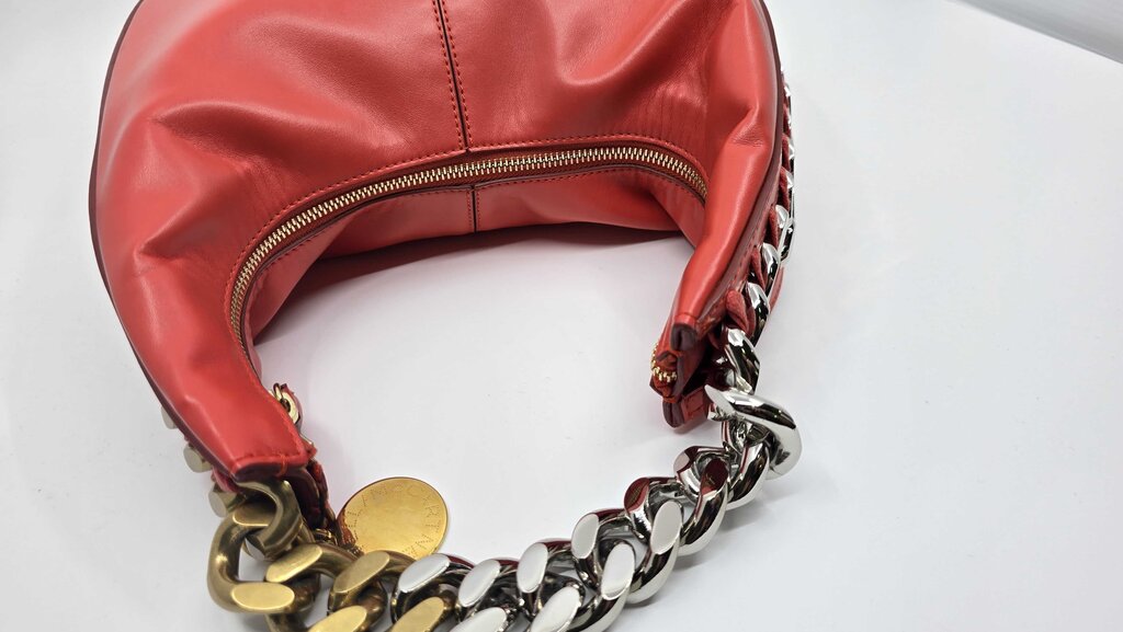 STELLA MCCARTNEY FRAYME FAUX LEATHER SHOULDER BAG RED