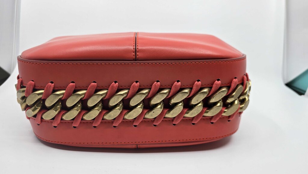 STELLA MCCARTNEY FRAYME FAUX LEATHER SHOULDER BAG RED