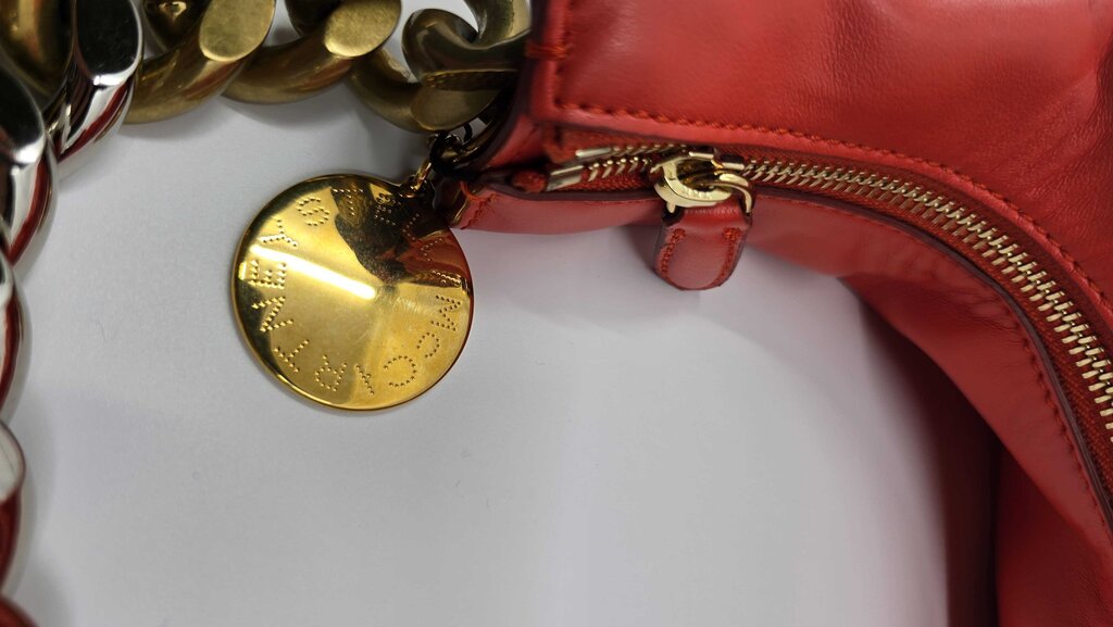 STELLA MCCARTNEY FRAYME FAUX LEATHER SHOULDER BAG RED