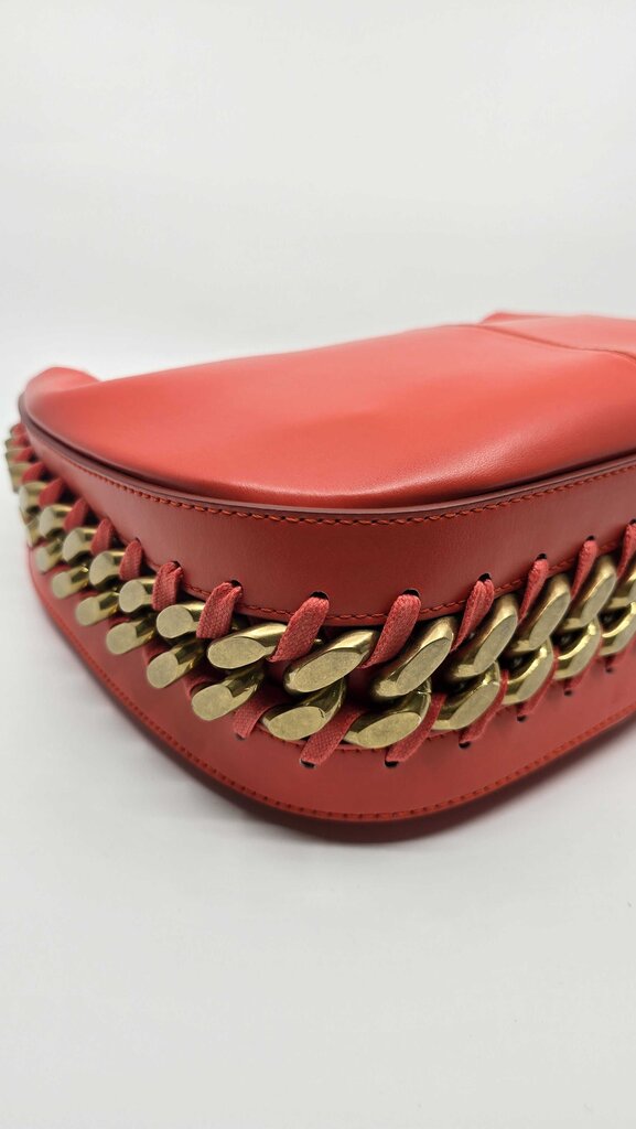 STELLA MCCARTNEY FRAYME FAUX LEATHER SHOULDER BAG RED