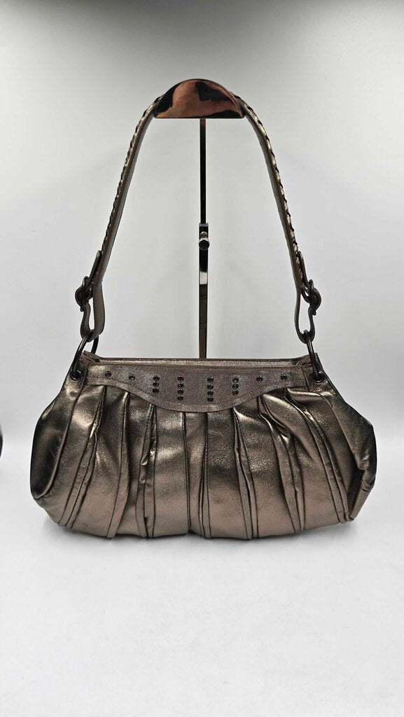 Bottega Veneta Vintage Shoulder Bag Pewter Leather