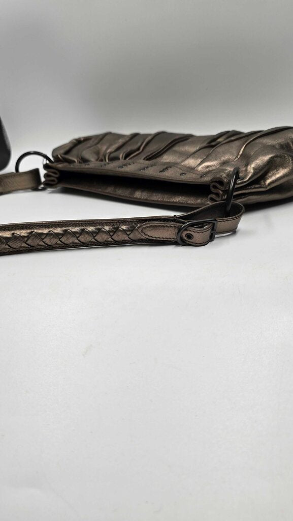 Bottega Veneta Vintage Shoulder Bag Pewter Leather