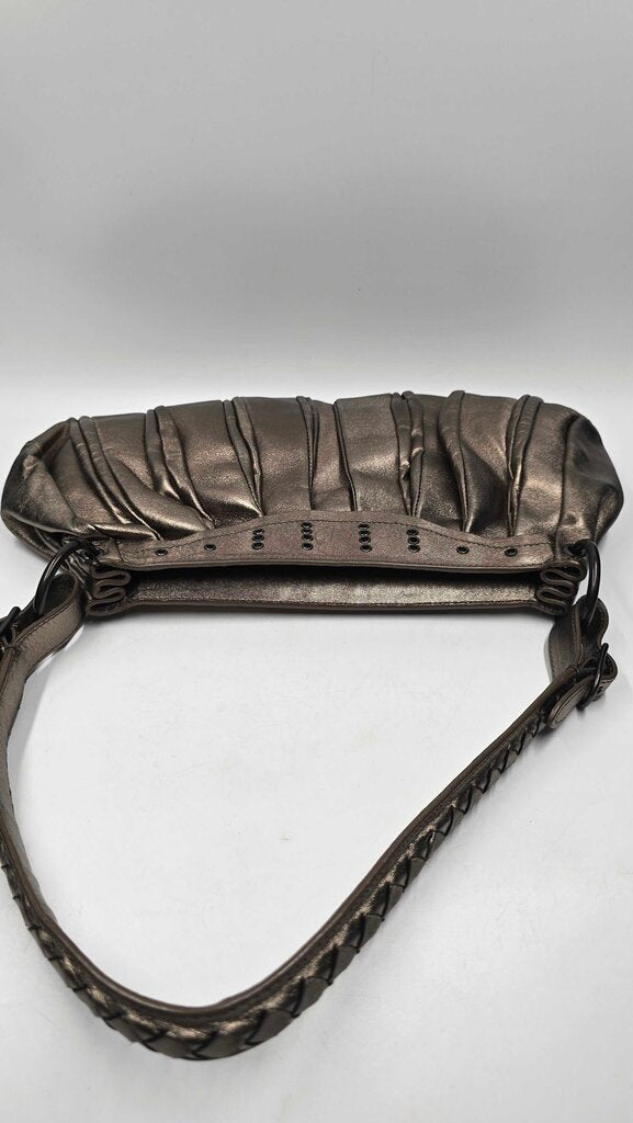 Bottega Veneta Vintage Shoulder Bag Pewter Leather