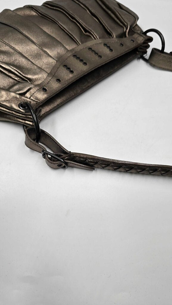 Bottega Veneta Vintage Shoulder Bag Pewter Leather