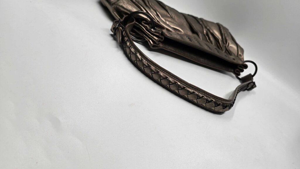 Bottega Veneta Vintage Shoulder Bag Pewter Leather