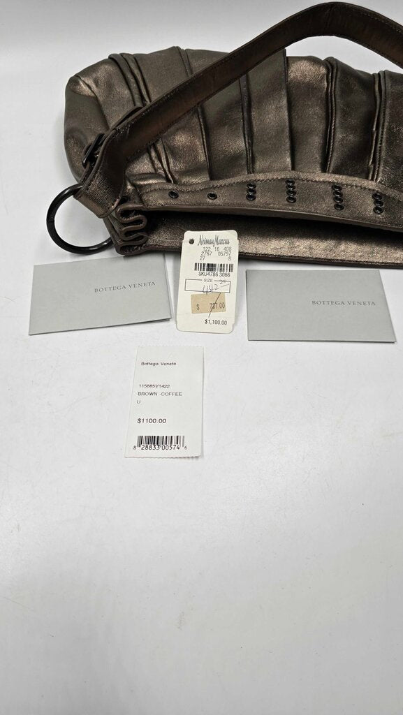 Bottega Veneta Vintage Shoulder Bag Pewter Leather