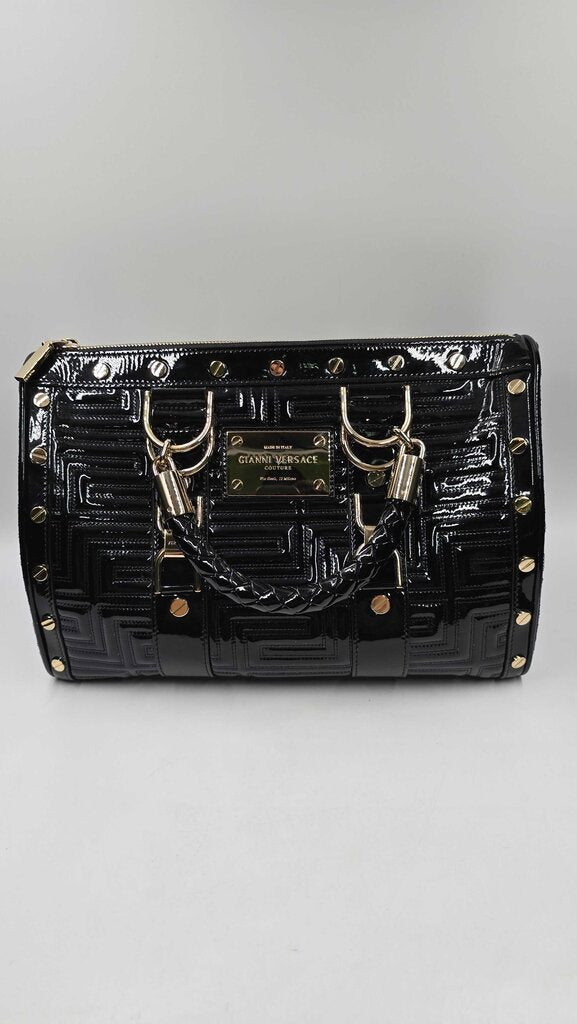 QUILTED PATENT LEATHER TOP HANDLE