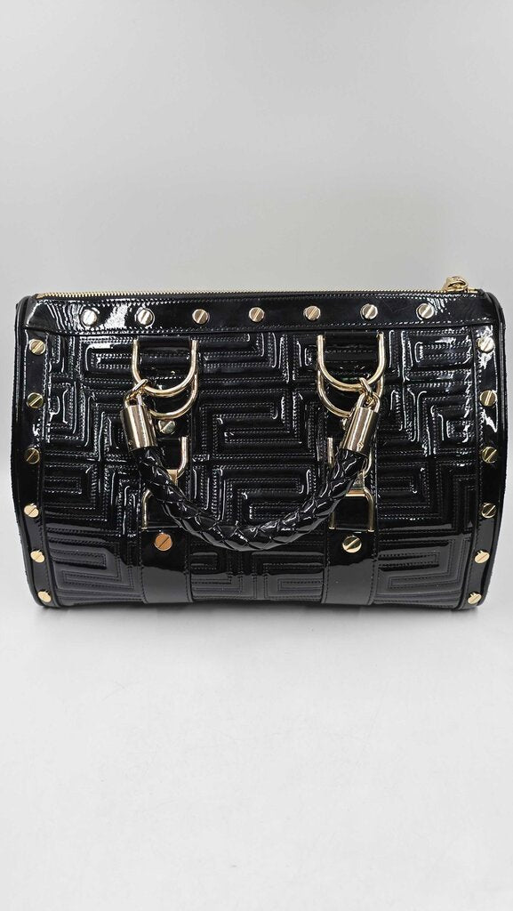 QUILTED PATENT LEATHER TOP HANDLE