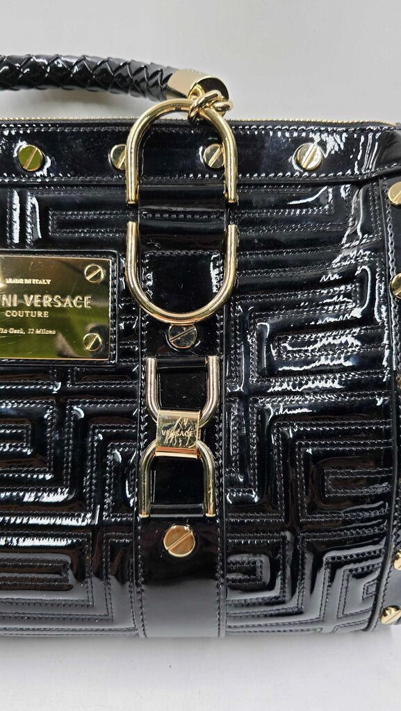 QUILTED PATENT LEATHER TOP HANDLE