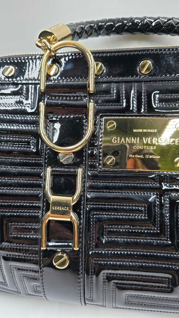 QUILTED PATENT LEATHER TOP HANDLE