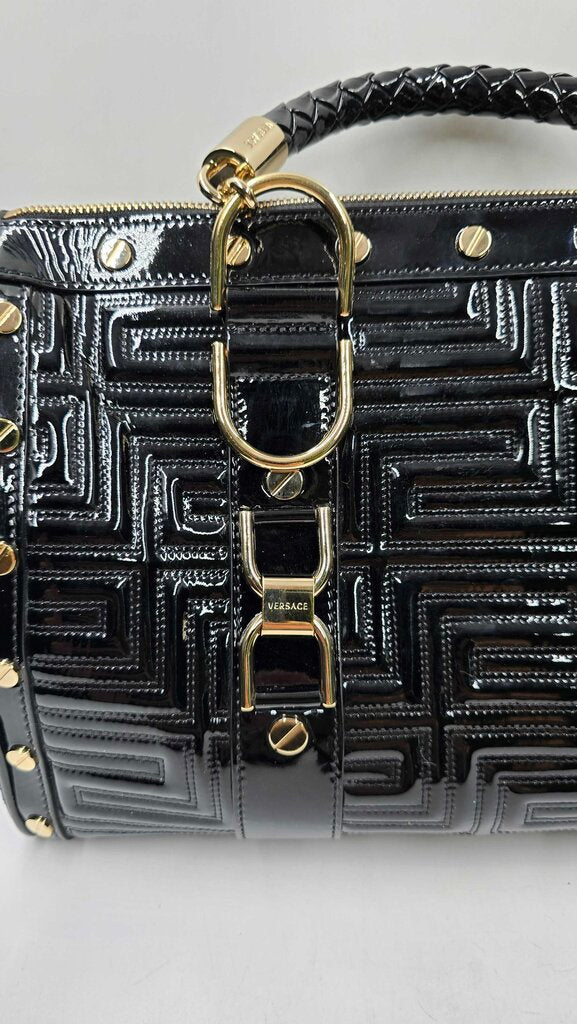 QUILTED PATENT LEATHER TOP HANDLE