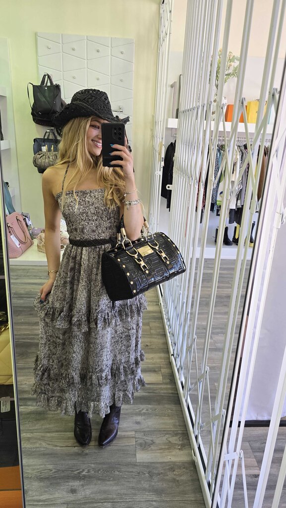 QUILTED PATENT LEATHER TOP HANDLE