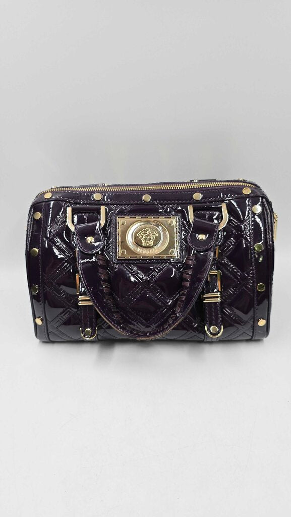 QUILTED PATENT LEATHER TOP HANDLE