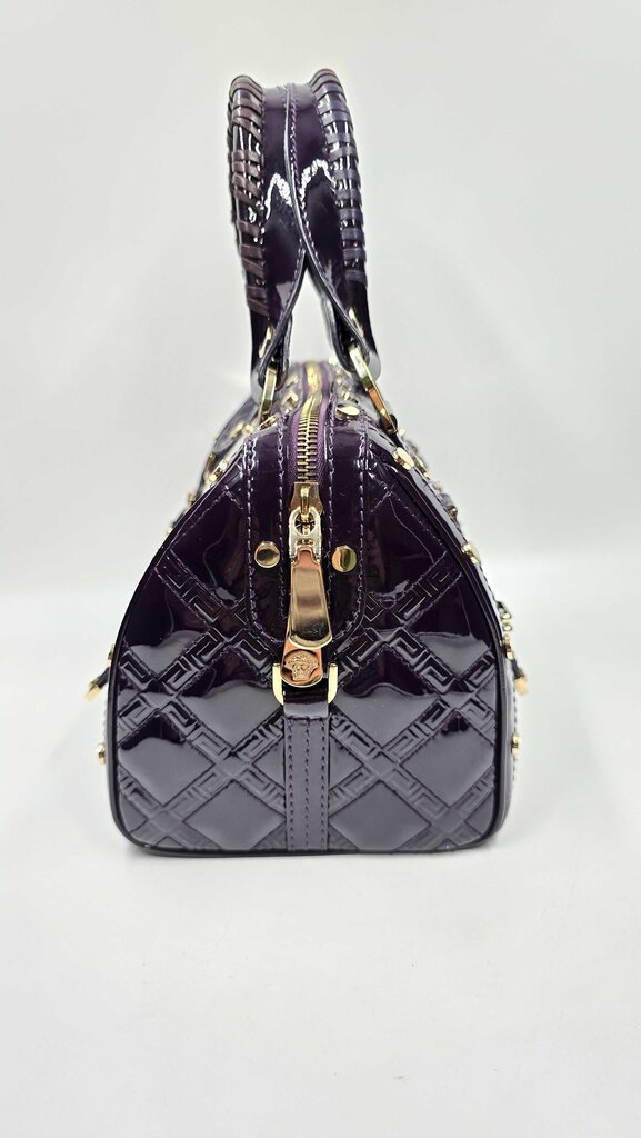 QUILTED PATENT LEATHER TOP HANDLE