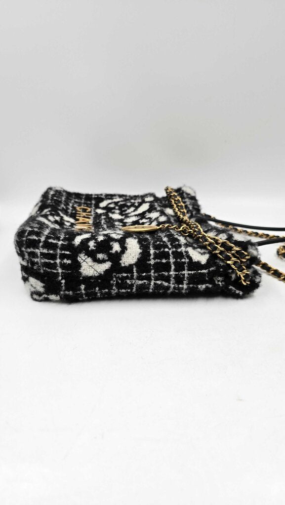 Chanel 22 Chain Hobo Quilted Camellia Cashmere Mini