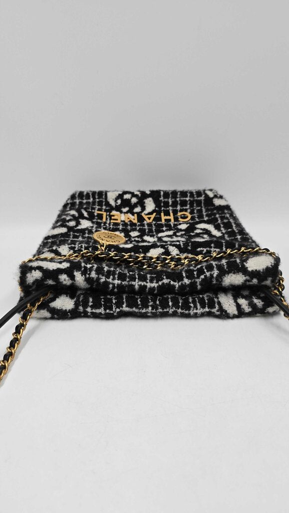 Chanel 22 Chain Hobo Quilted Camellia Cashmere Mini