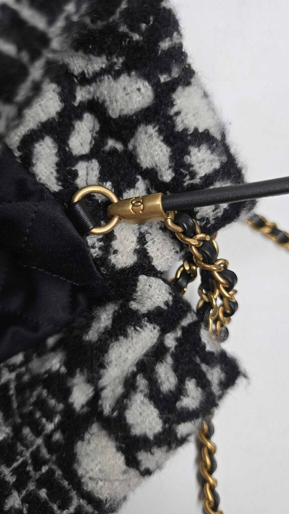 Chanel 22 Chain Hobo Quilted Camellia Cashmere Mini