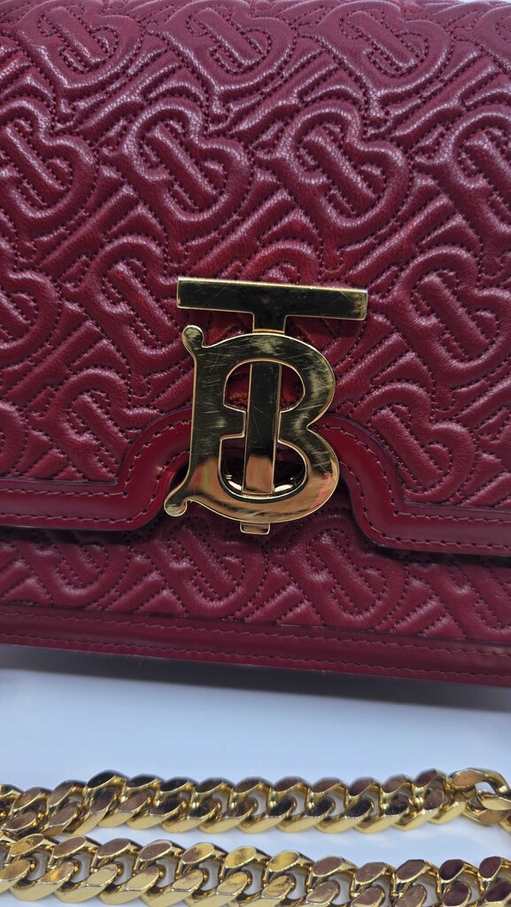 BURBERRY TB FLAP CHAIN BAG MONOGRAM EMBOSSED