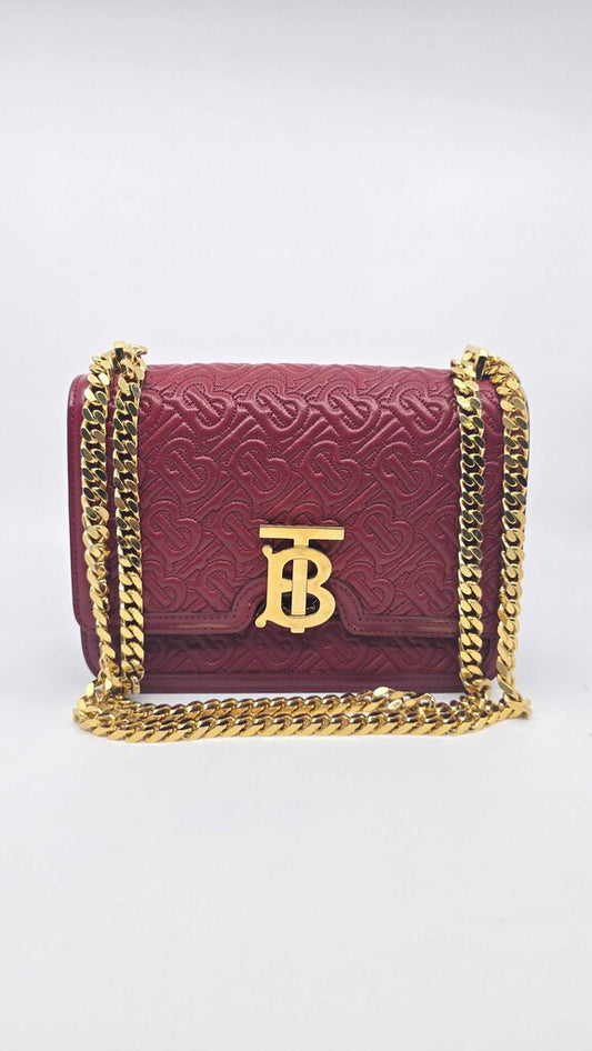 BURBERRY TB FLAP CHAIN BAG MONOGRAM EMBOSSED