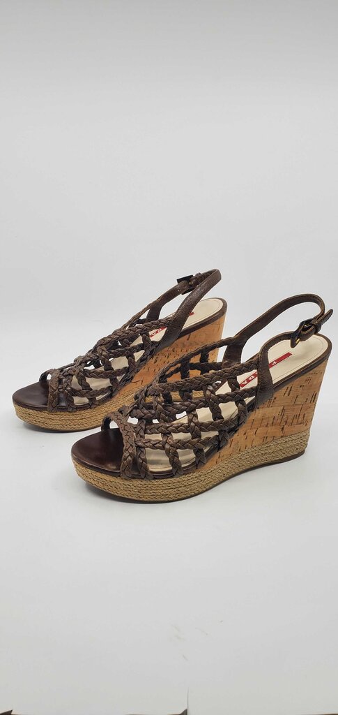 Prada Braided Wedge Sandals