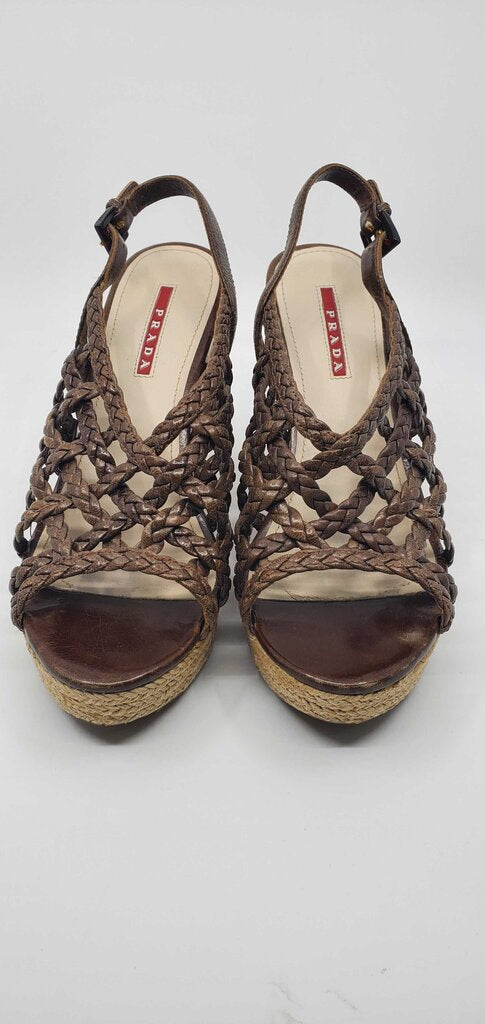 Prada Braided Wedge Sandals