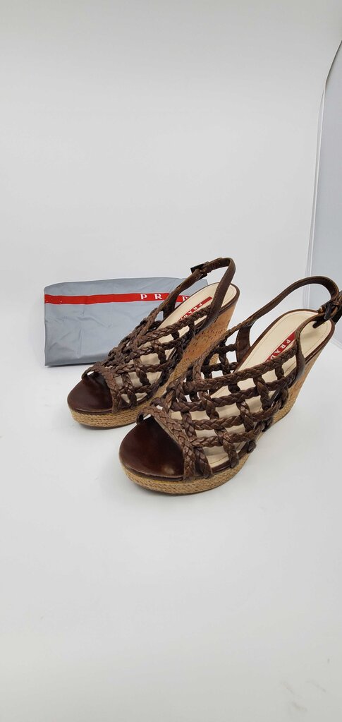 Prada Braided Wedge Sandals