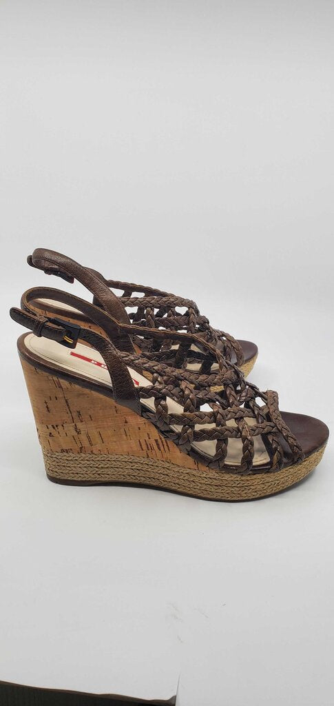 Prada Braided Wedge Sandals