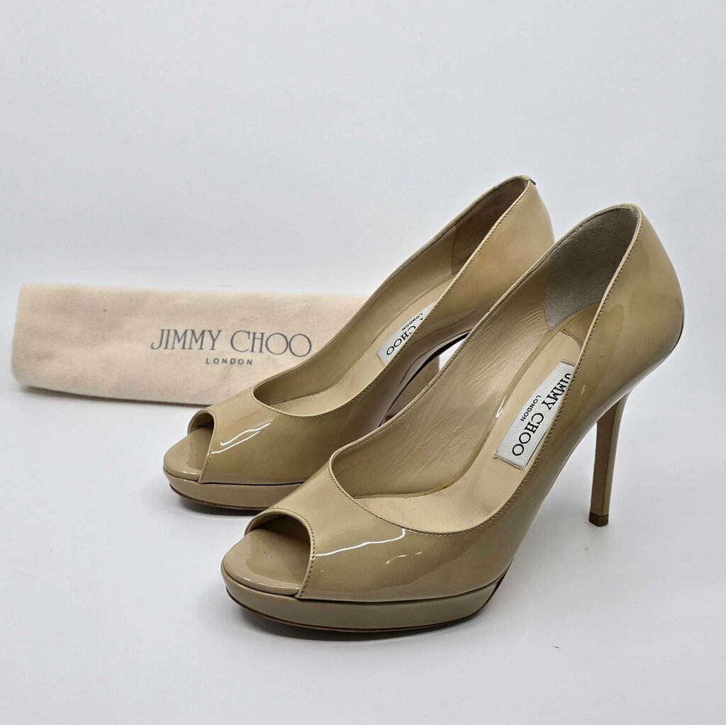 Jimmy Choo Peep Toe Patent Platform Heels