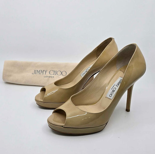 Jimmy Choo Peep Toe Patent Platform Heels