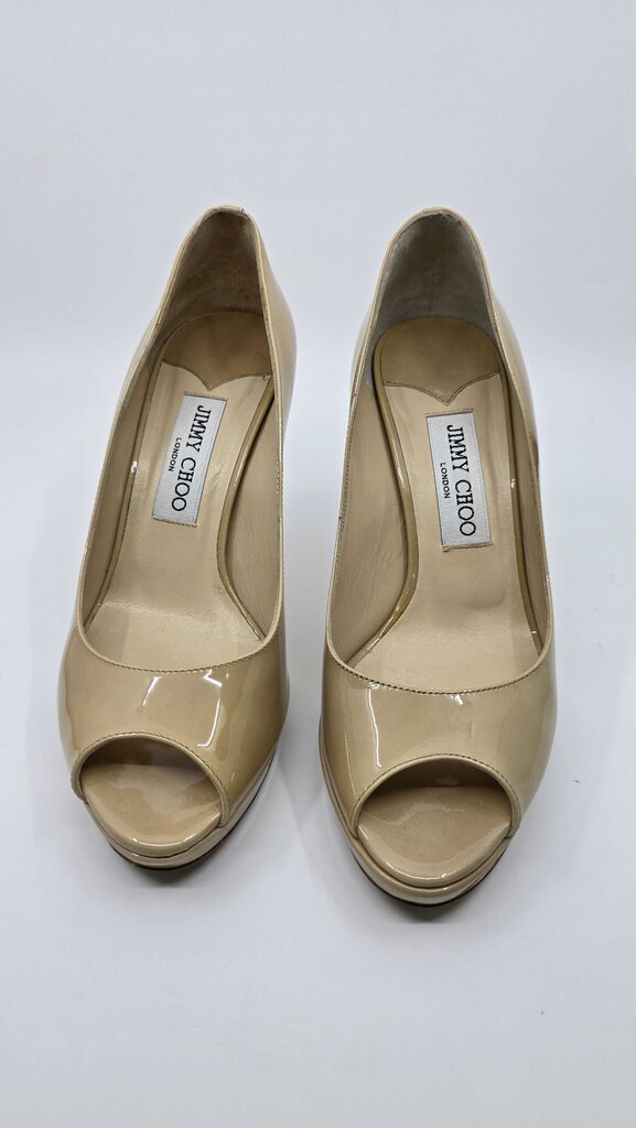 Jimmy Choo Peep Toe Patent Platform Heels