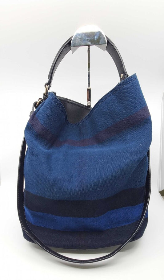 BURBERRY CANVAS CHECK OVERDYE MEDIUM HOBO