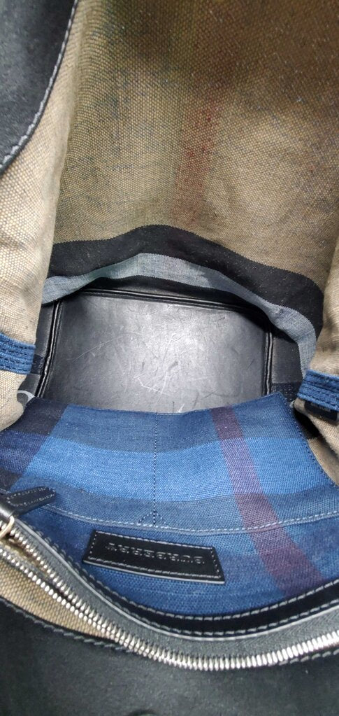 BURBERRY CANVAS CHECK OVERDYE MEDIUM HOBO