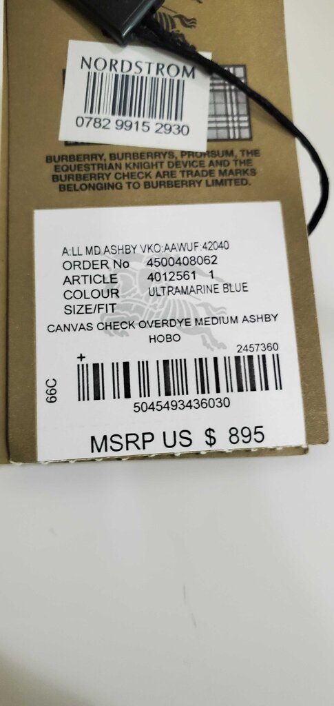 BURBERRY CANVAS CHECK OVERDYE MEDIUM HOBO