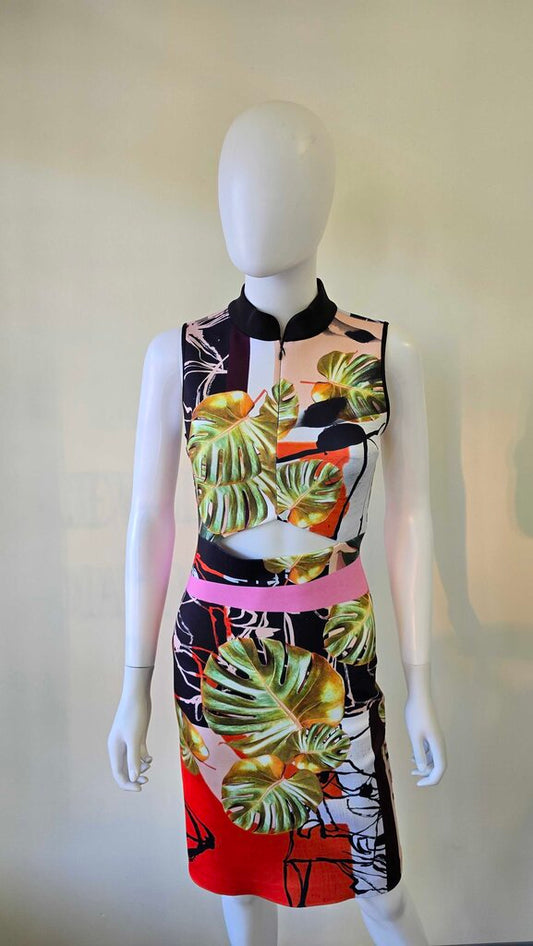 Clover Canyon Fitted Cutout Printed Dress