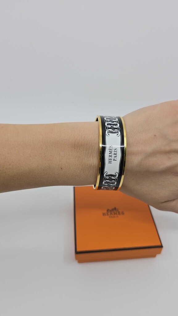 Hermes Reactions en Chaines Wide Enamel Bangles