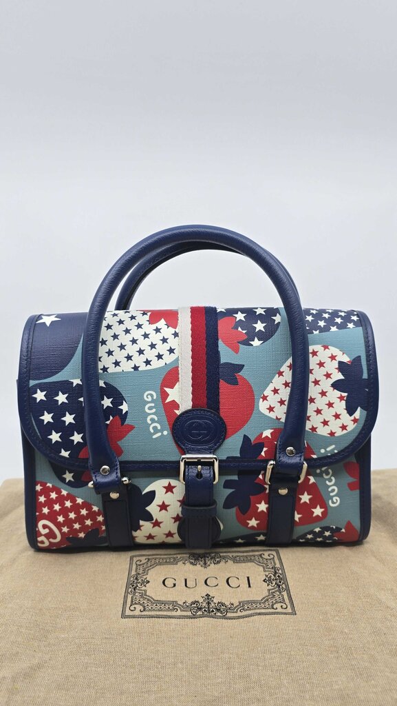 Gucci Kids Strawberry Stars Handle Bag