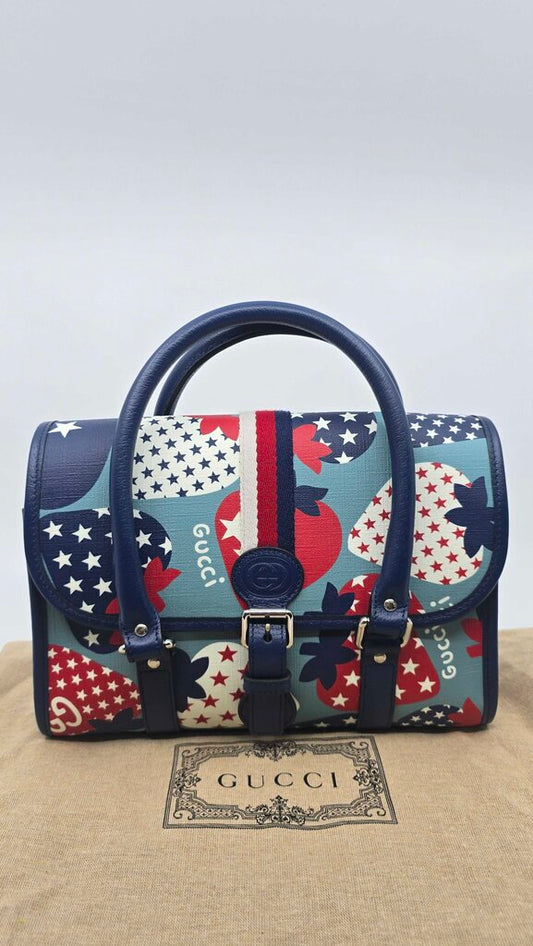 Gucci Kids Strawberry Stars Handle Bag