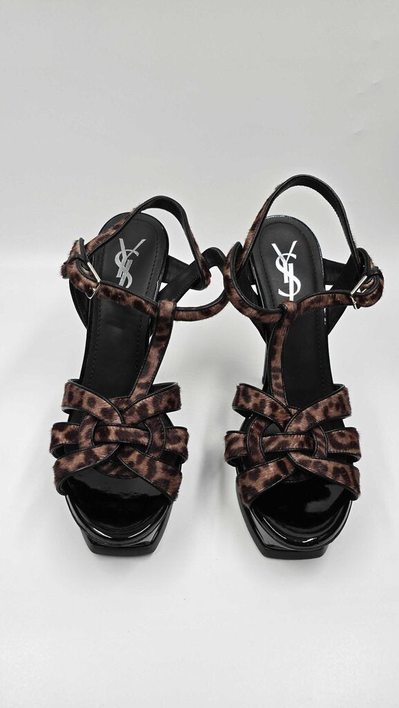 YSL Tribute Pony Hair Platform Sandals
