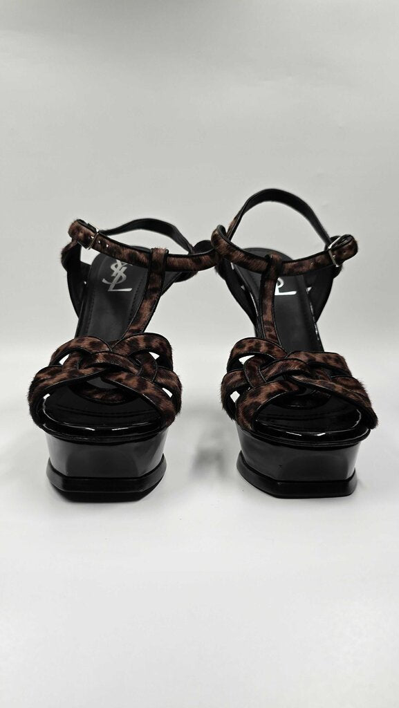 YSL Tribute Pony Hair Platform Sandals