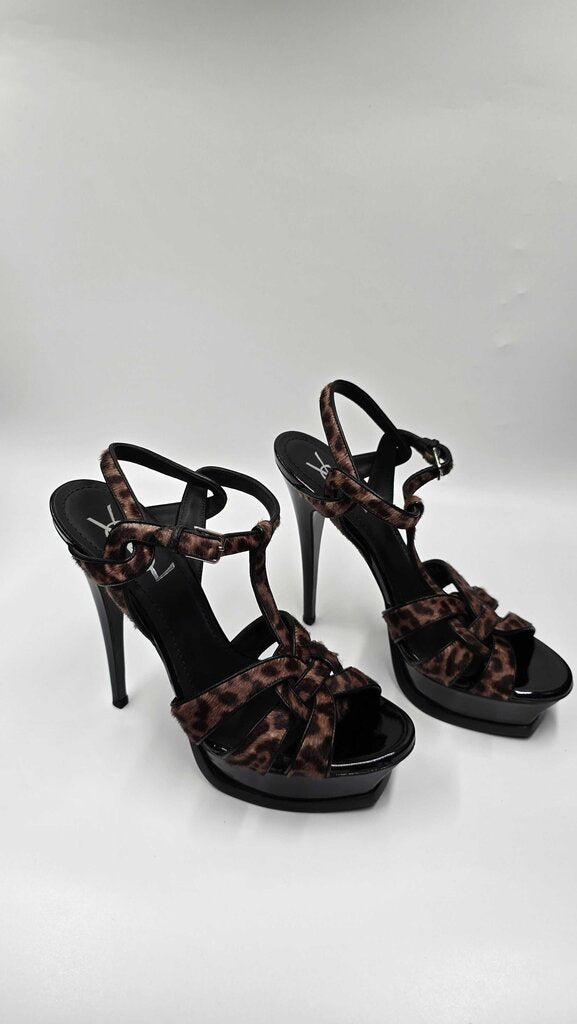 YSL Tribute Pony Hair Platform Sandals