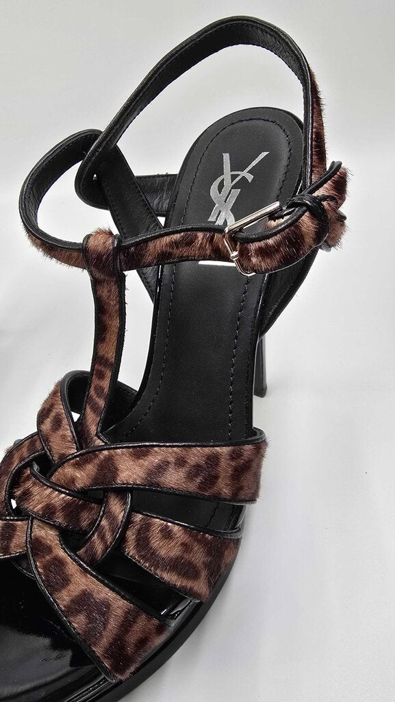 YSL Tribute Pony Hair Platform Sandals