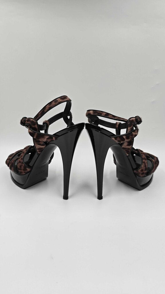 YSL Tribute Pony Hair Platform Sandals
